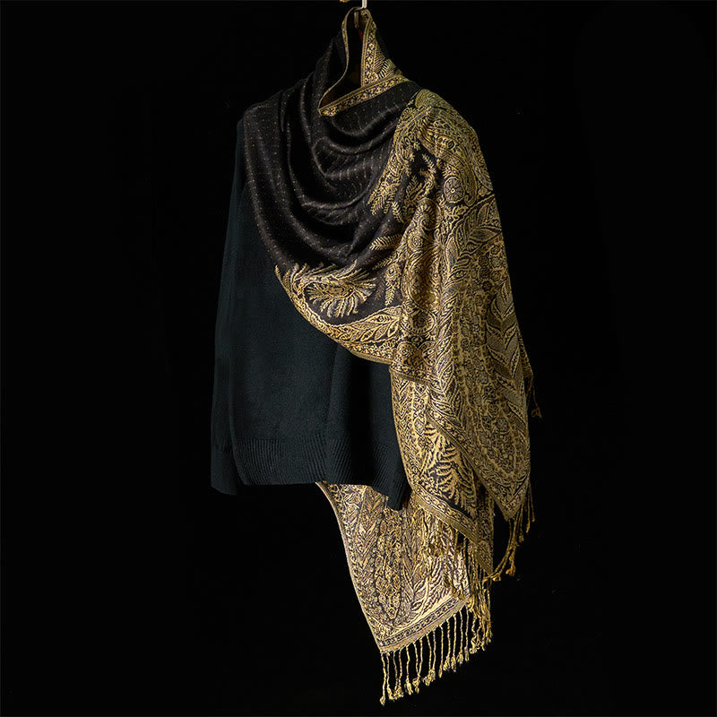 Buddha Stones Frühling Lange Blätter Blumen Muster Quaste Weicher Schal Schal - image 7