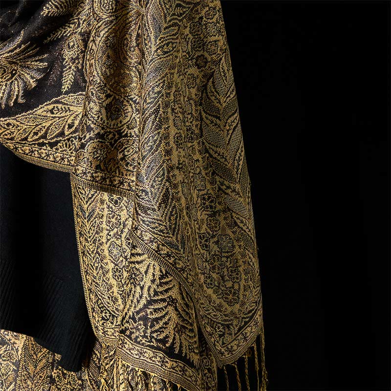 Buddha Stones Frühling Lange Blätter Blumen Muster Quaste Weicher Schal Schal - image 9