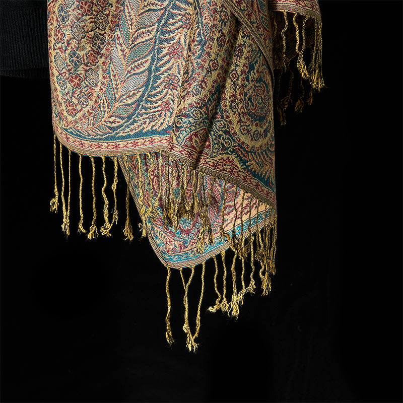 Buddha Stones Frühling Lange Blätter Blumen Muster Quaste Weicher Schal Schal - image 11