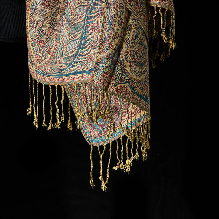 Buddha Stones Frühling Lange Blätter Blumen Muster Quaste Weicher Schal Schal - image 11