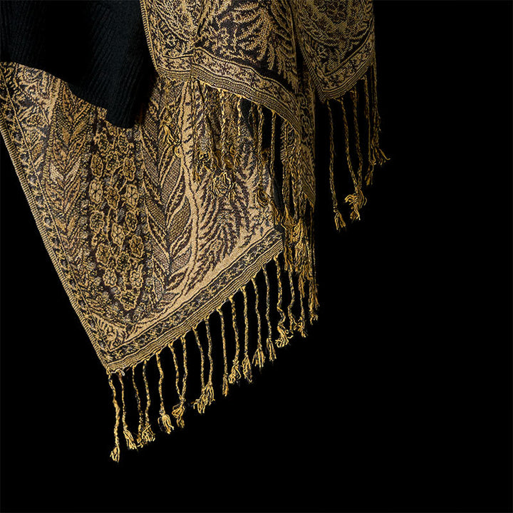 Buddha Stones Frühling Lange Blätter Blumen Muster Quaste Weicher Schal Schal - image 10