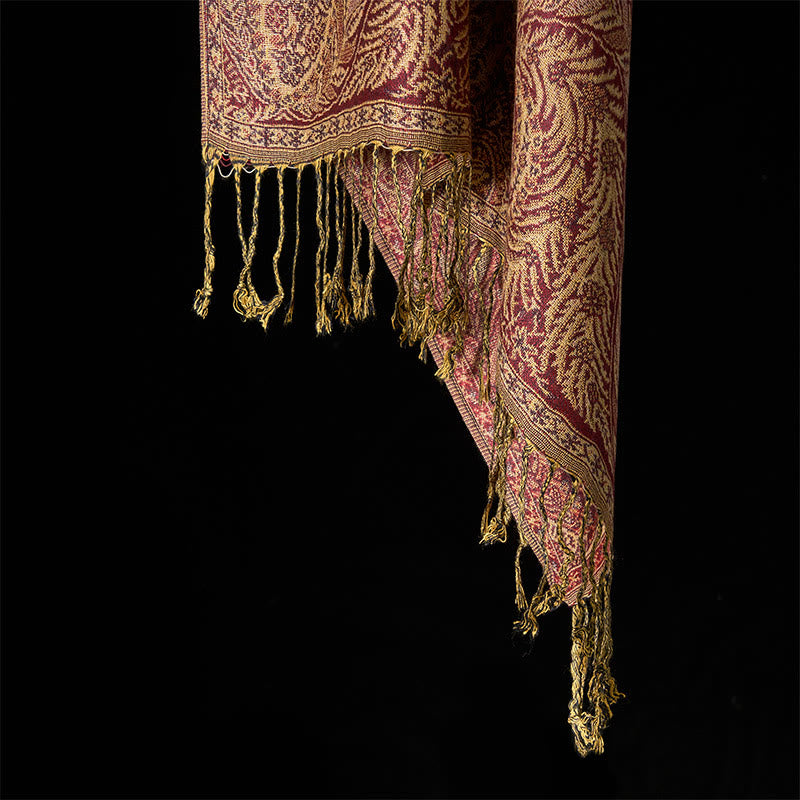 Buddha Stones Frühling Lange Blätter Blumen Muster Quaste Weicher Schal Schal - image 17