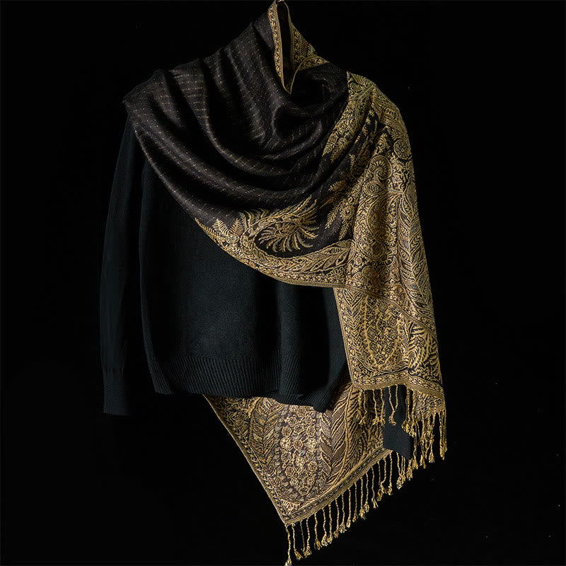 Buddha Stones Frühling Lange Blätter Blumen Muster Quaste Weicher Schal Schal - image 6