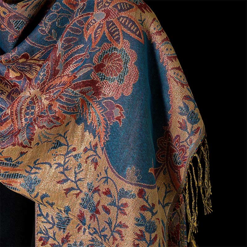 Buddha Stones Frühling rote Blumen Blätter Reben Muster Quaste weicher Schal Schal - image 4