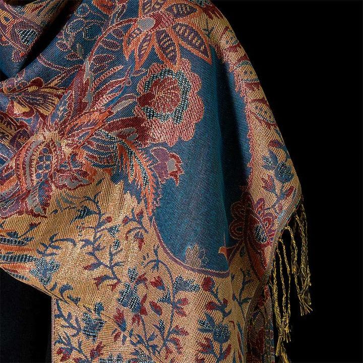 Buddha Stones Frühling rote Blumen Blätter Reben Muster Quaste weicher Schal Schal - image 4