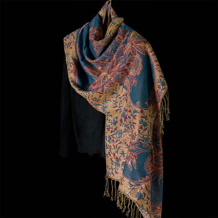 Buddha Stones Frühling rote Blumen Blätter Reben Muster Quaste weicher Schal Schal - image 2