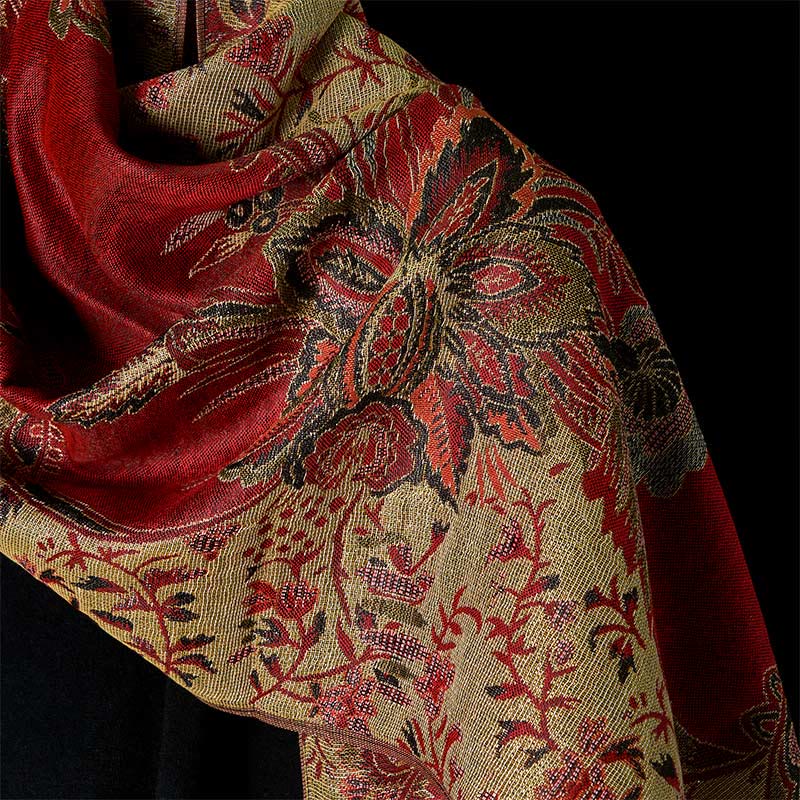 Buddha Stones Frühling rote Blumen Blätter Reben Muster Quaste weicher Schal Schal - image 9