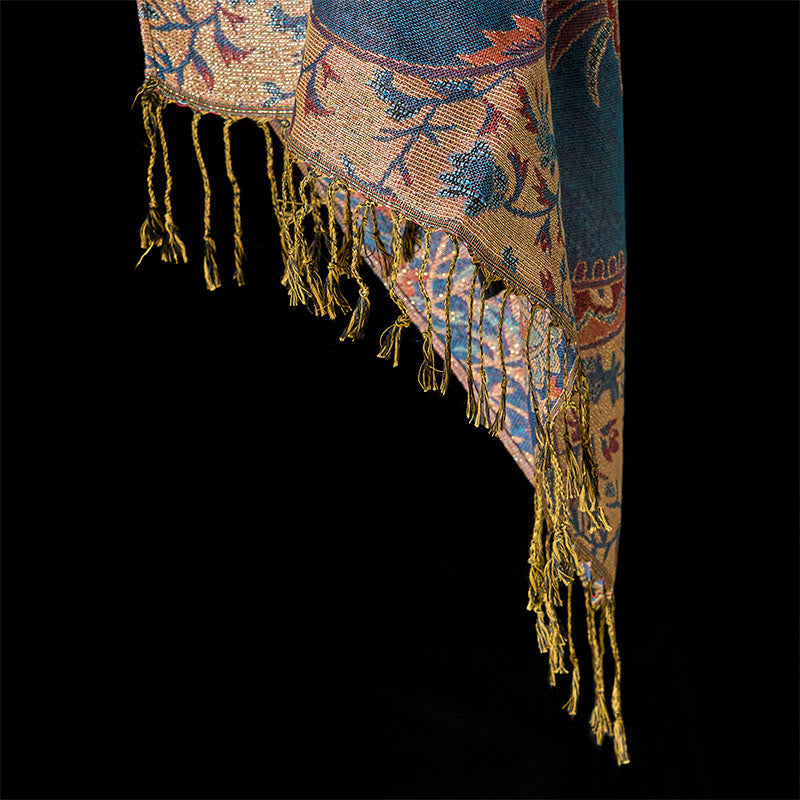 Buddha Stones Frühling rote Blumen Blätter Reben Muster Quaste weicher Schal Schal - image 5