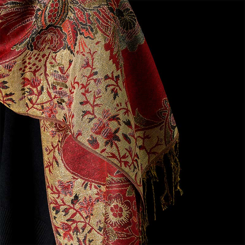 Buddha Stones Frühling rote Blumen Blätter Reben Muster Quaste weicher Schal Schal - image 10