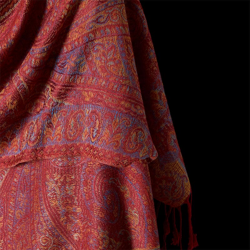 Buddha Stones Frühling Cashew Blume Streifen Muster Quaste Gemütlicher Schal Schal - image 4