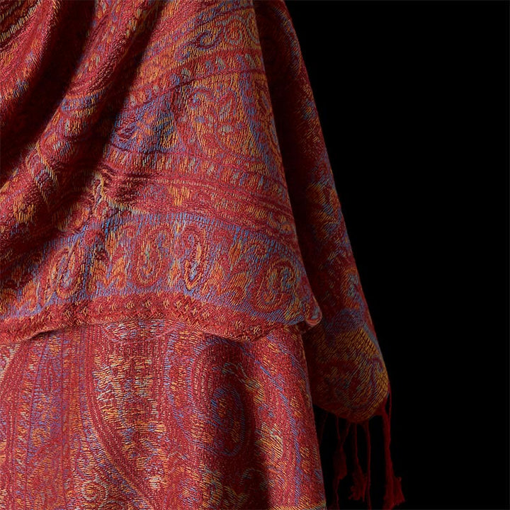 Buddha Stones Frühling Cashew Blume Streifen Muster Quaste Gemütlicher Schal Schal - image 4