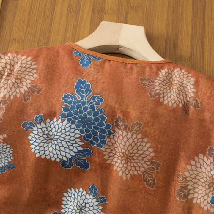 Buddha Stones Blumendrucke Knöpfe Ärmellose Baumwollweste für Damen mit Taschen - image 3