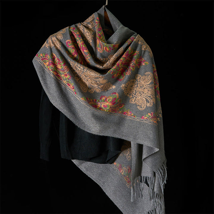 Buddha Stones Winter Bunte Ranken Blumen Muster Quaste Gemütlicher Schal Schal - image 1