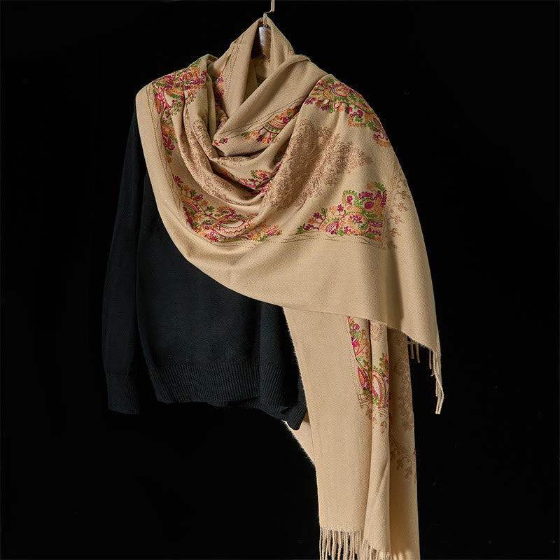 Buddha Stones Winter Bunte Ranken Blumen Muster Quaste Gemütlicher Schal Schal - image 8