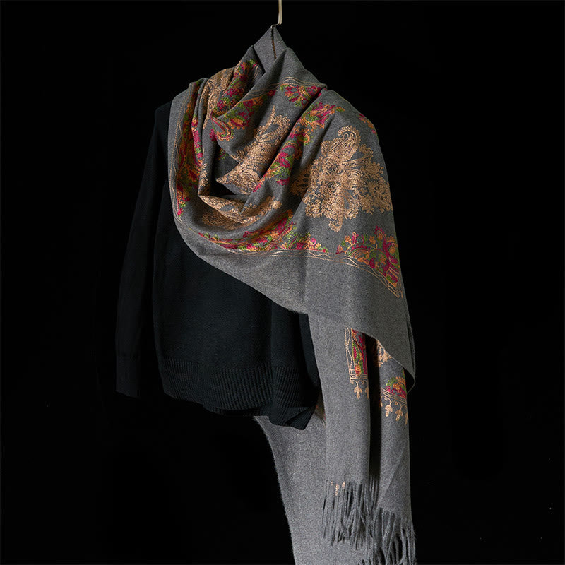 Buddha Stones Winter Bunte Ranken Blumen Muster Quaste Gemütlicher Schal Schal - image 2