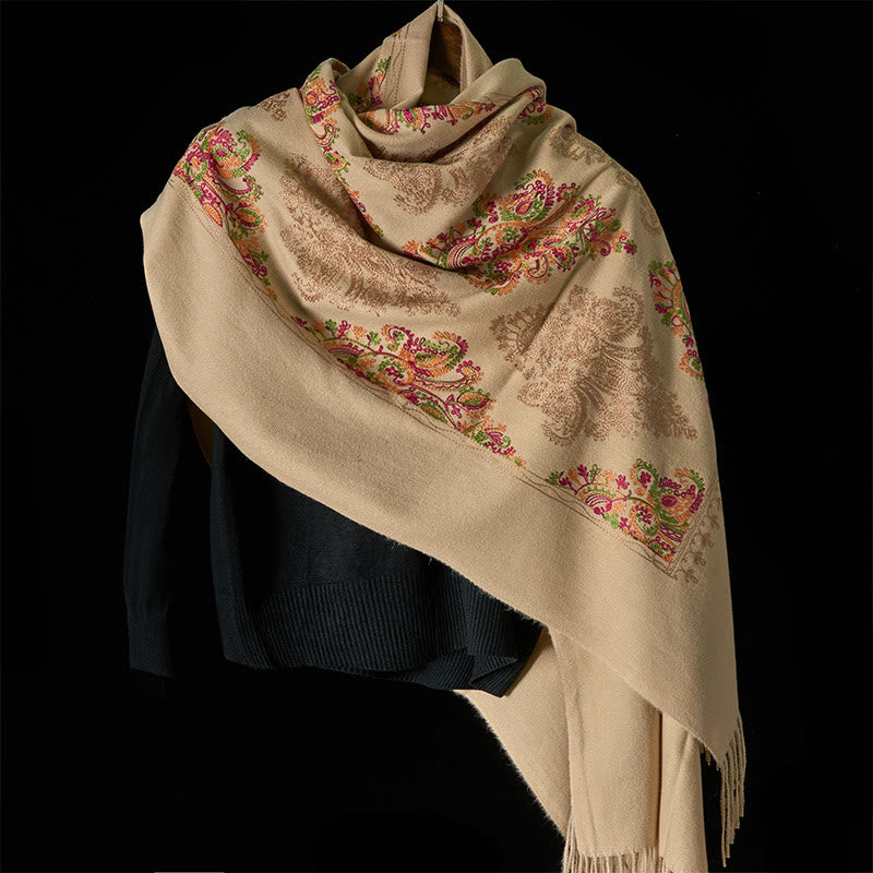 Buddha Stones Winter Bunte Ranken Blumen Muster Quaste Gemütlicher Schal Schal - image 7