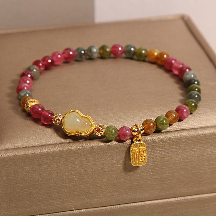 Buddha Stones Turmalin Bunte Stein Fu Charakter Positive Armband - image 1