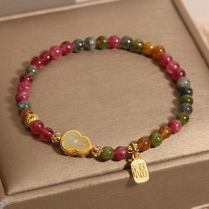 Buddha Stones Turmalin Bunte Stein Fu Charakter Positive Armband - image 3