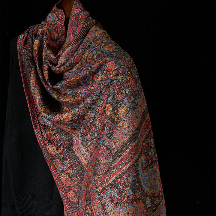 Buddha Stones Frühling Braun Cashew Blume Blätter Muster Quaste Weicher Schal Schal - Sienna 170*70cm - image 0