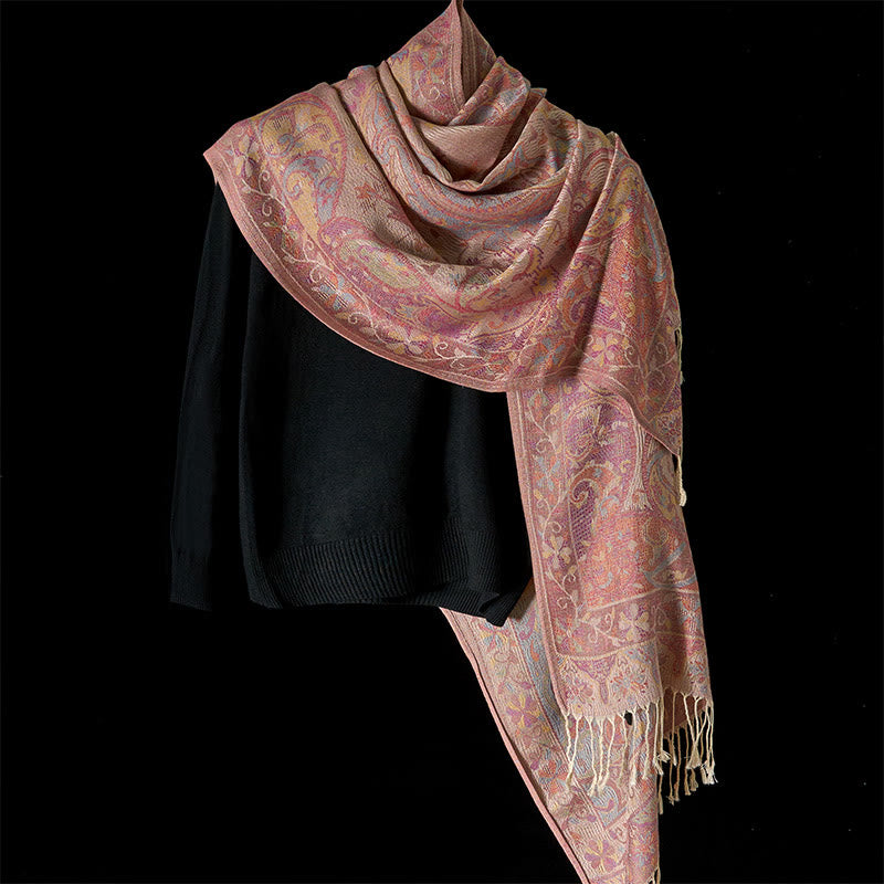 Buddha Stones Frühling Cashew Blume Reben Muster Quaste Weicher Schal Schal - image 1