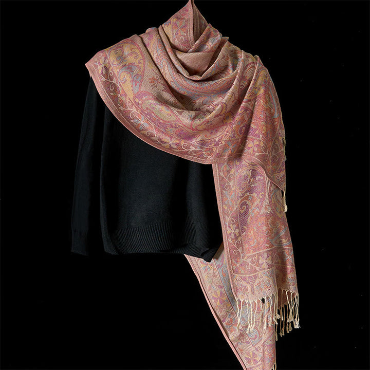 Buddha Stones Frühling Cashew Blume Reben Muster Quaste Weicher Schal Schal - image 1