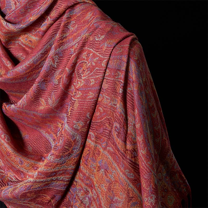 Buddha Stones Frühling Cashew Blume Blätter Reben Geometrische Muster Quaste Weichen Schal Schal - image 3