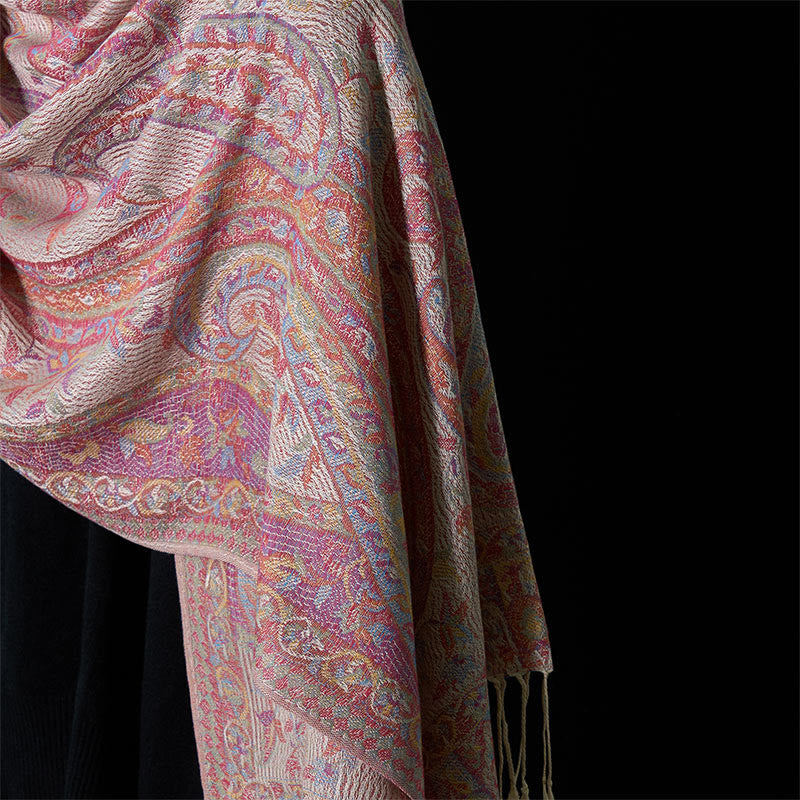 Buddha Stones Frühling Cashew Blume Blätter Reben Geometrische Muster Quaste Weichen Schal Schal - image 20