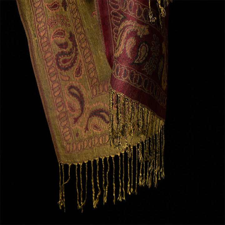 Buddha Stones Frühling Kastanienbraun Cashew Blume Blumenblatt Muster Quaste Weicher Schal Schal - image 6