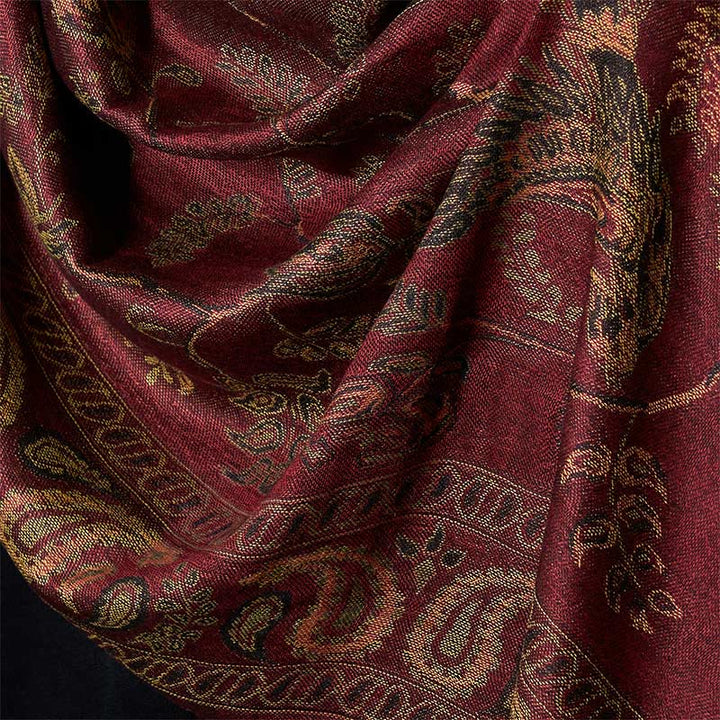 Buddha Stones Frühling Kastanienbraun Cashew Blume Blumenblatt Muster Quaste Weicher Schal Schal - image 3