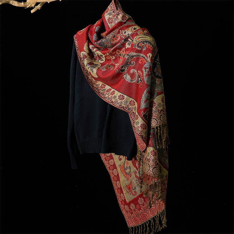 Buddha Stones Frühling Cashew Floral Geometrie Muster Quaste Gemütlicher Schal Schal - image 2