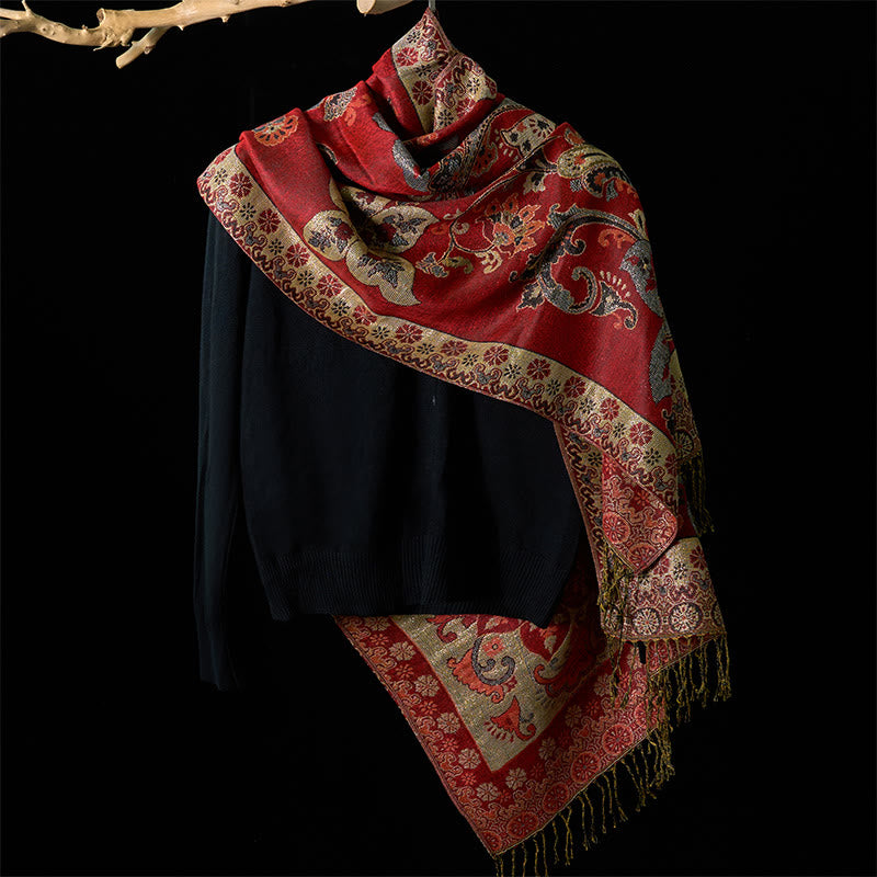 Buddha Stones Frühling Cashew Floral Geometrie Muster Quaste Gemütlicher Schal Schal - image 1