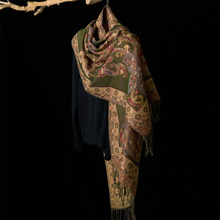 Buddha Stones Frühling Cashew Blumen Kreis Geometrie Muster Quaste Gemütliche Schal Schal - image 2