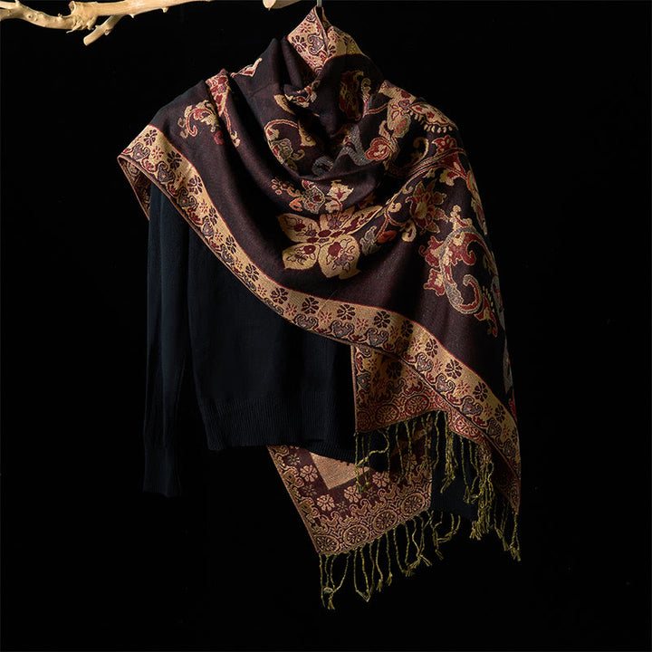 Buddha Stones Frühling Cashew Blumen Kreis Geometrie Muster Quaste Gemütliche Schal Schal - image 6