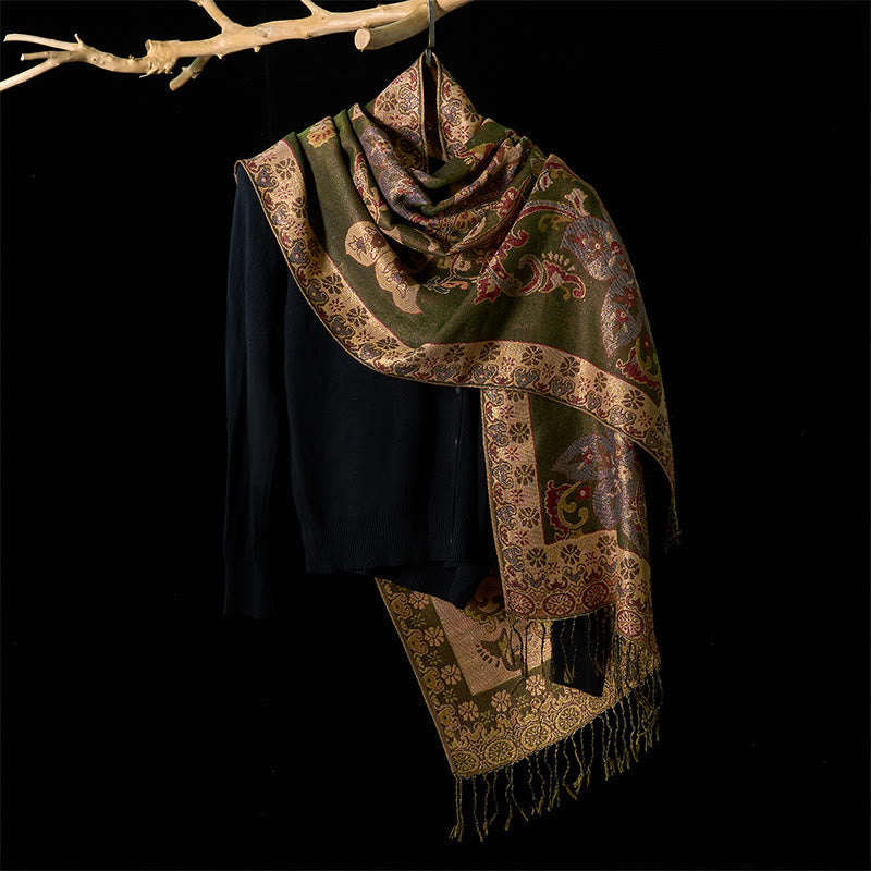 Buddha Stones Frühling Cashew Blumen Kreis Geometrie Muster Quaste Gemütliche Schal Schal - image 1