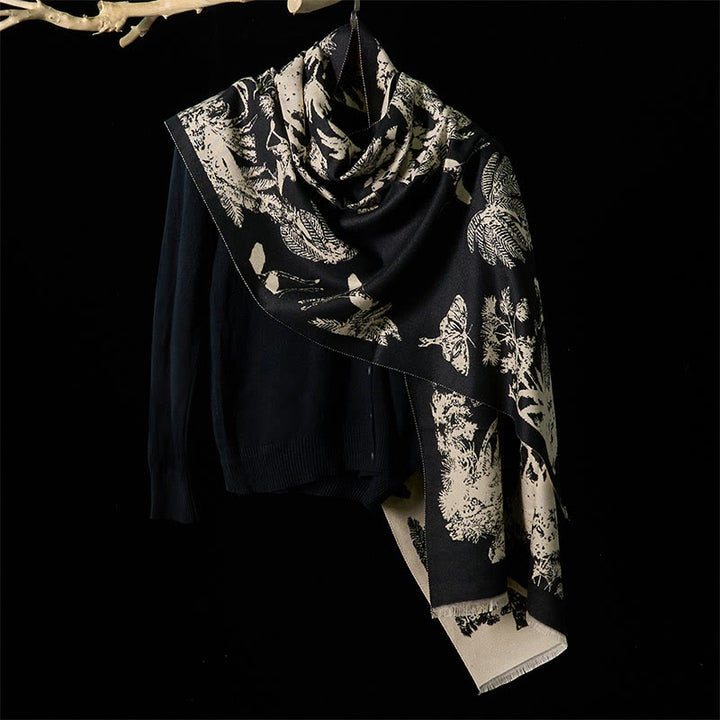 Buddha Stones Winter Kokosnuss Baum Tiere Muster Quaste Gemütliche Schal Schal - image 7