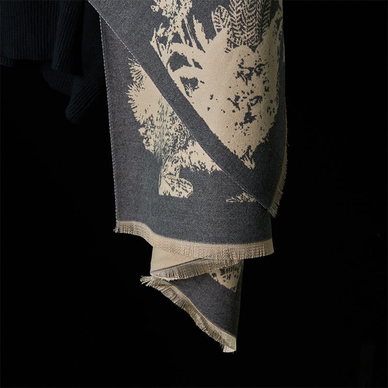 Buddha Stones Winter Kokosnuss Baum Tiere Muster Quaste Gemütliche Schal Schal - image 23