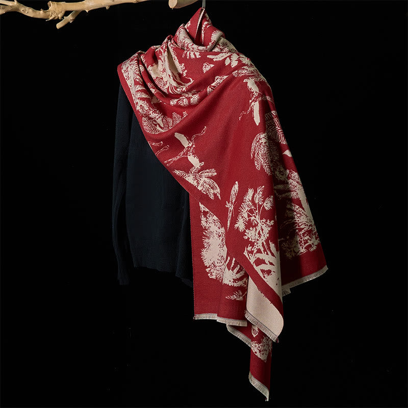 Buddha Stones Winter Kokosnuss Baum Tiere Muster Quaste Gemütliche Schal Schal - image 14