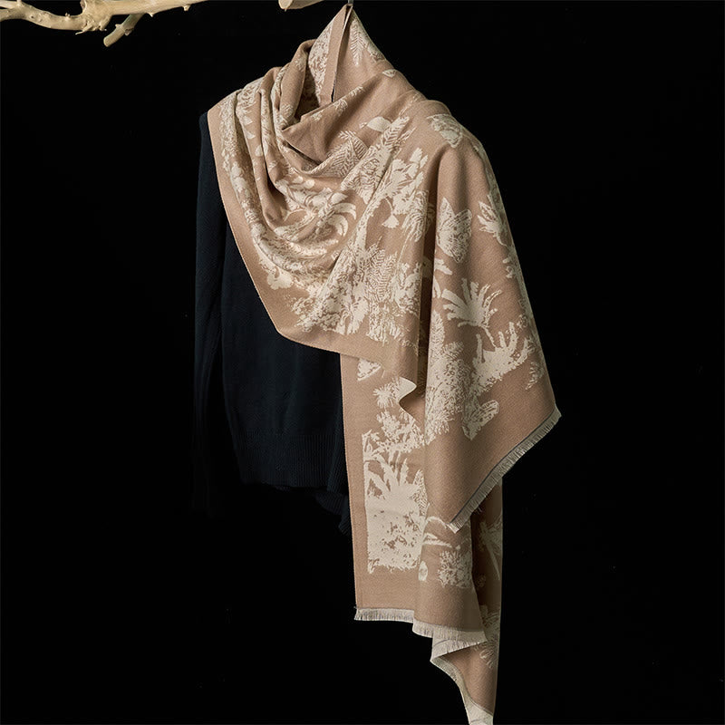 Buddha Stones Winter Kokosnuss Baum Tiere Muster Quaste Gemütliche Schal Schal - image 2