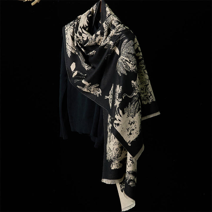 Buddha Stones Winter Kokosnuss Baum Tiere Muster Quaste Gemütliche Schal Schal - image 8