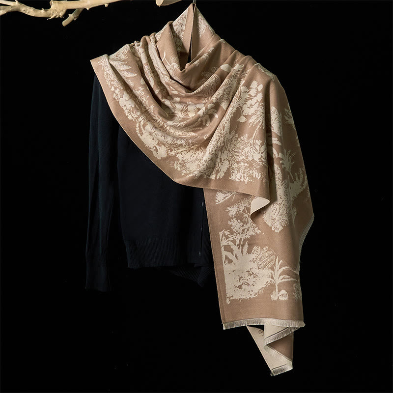 Buddha Stones Winter Kokosnuss Baum Tiere Muster Quaste Gemütliche Schal Schal - image 1