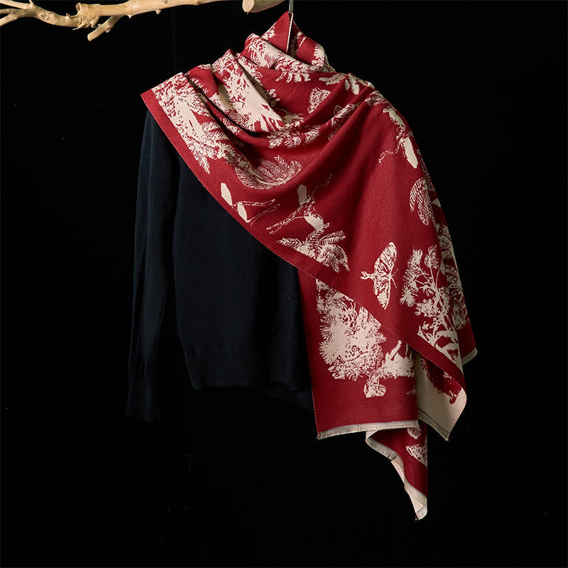 Buddha Stones Winter Kokosnuss Baum Tiere Muster Quaste Gemütliche Schal Schal - image 13