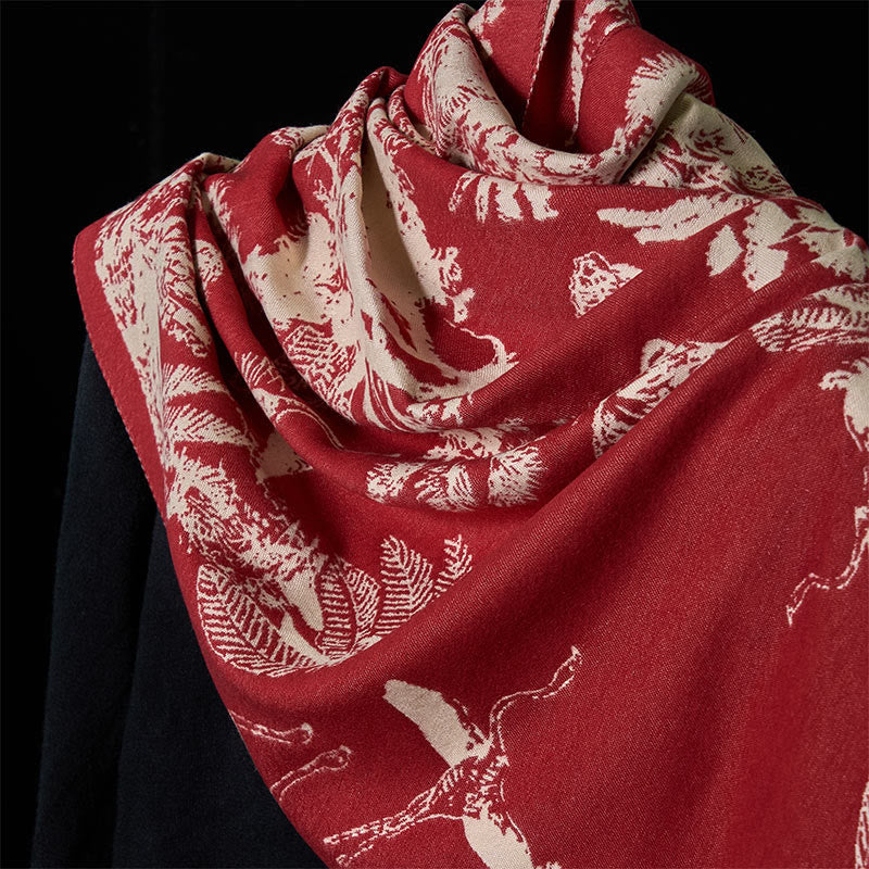 Buddha Stones Winter Kokosnuss Baum Tiere Muster Quaste Gemütliche Schal Schal - image 15