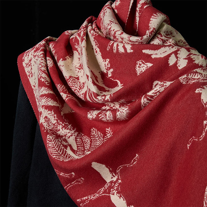 Buddha Stones Winter Kokosnuss Baum Tiere Muster Quaste Gemütliche Schal Schal - image 15