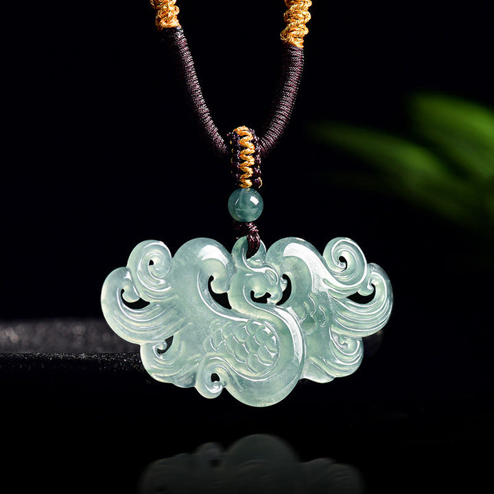 Buddha Stones Chinesischer Phönix Jade Glück Halskette String Anhänger - Phönix - image 0