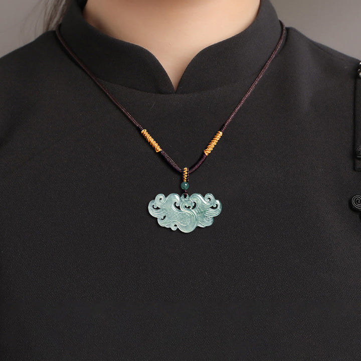 Buddha Stones Chinesischer Phönix Jade Glück Halskette String Anhänger - image 4