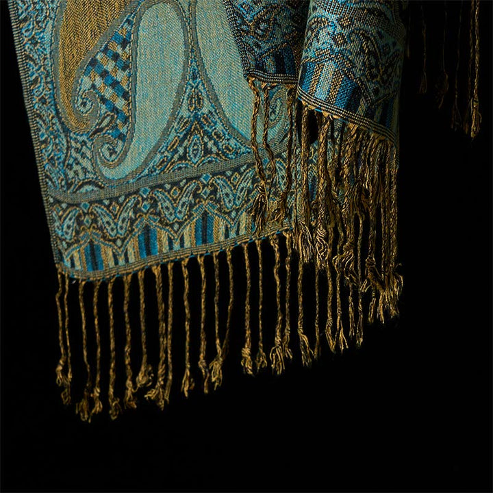 Buddha Stones Herbst Cashew Blume Geometrie Muster Quaste Gemütlicher Schal Schal - image 6