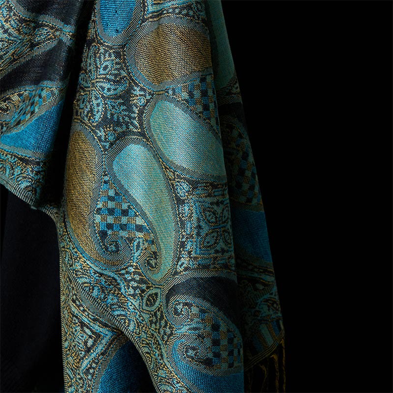 Buddha Stones Herbst Cashew Blume Geometrie Muster Quaste Gemütlicher Schal Schal - image 5