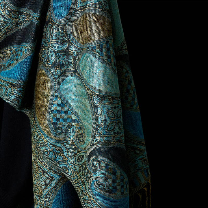 Buddha Stones Herbst Cashew Blume Geometrie Muster Quaste Gemütlicher Schal Schal - image 5