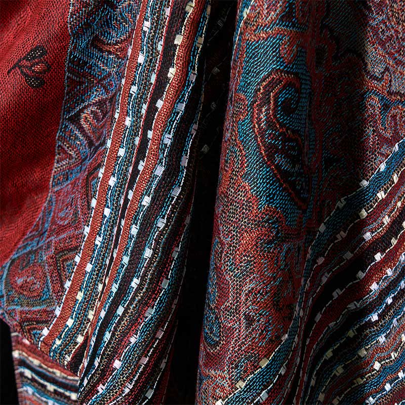 Buddha Stones Frühling Cashew Blume Streifen geometrische Muster Quaste weicher Schal Schal - image 5