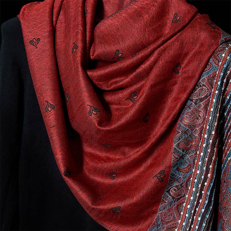 Buddha Stones Frühling Cashew Blume Streifen geometrische Muster Quaste weicher Schal Schal - image 3